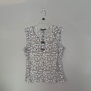 Ann Taylor Lilac and White Patterned Tank Top